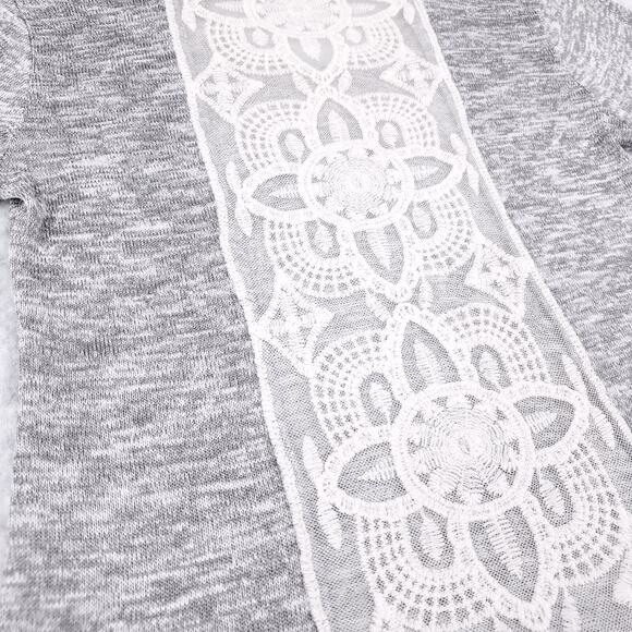 Miss Chievous Hoodie Womens M Gray Lace Crochet Back Pockets Casual Athleisure - Picture 10 of 13